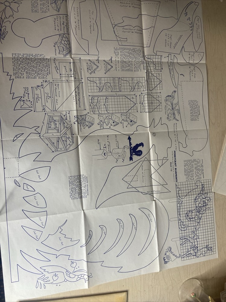 1956 Hobbycraft Blueprints Sheets 1 - 4 Scroll Saw 4 Sheets