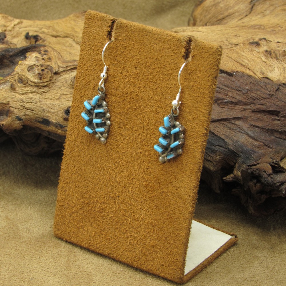 Sterling Silver and Block Turquoise Wire Dangle earrings