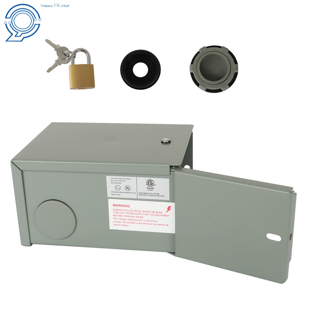 30A RV Power Outlet Box Indoor/Outdoor Nema 125/250 L5-30R Enclosed 3 Prong
