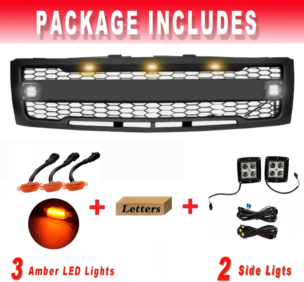 Front Grille Compatible with 2007 2008 2009 2010 2011 2012 2013 Chevy Silverado