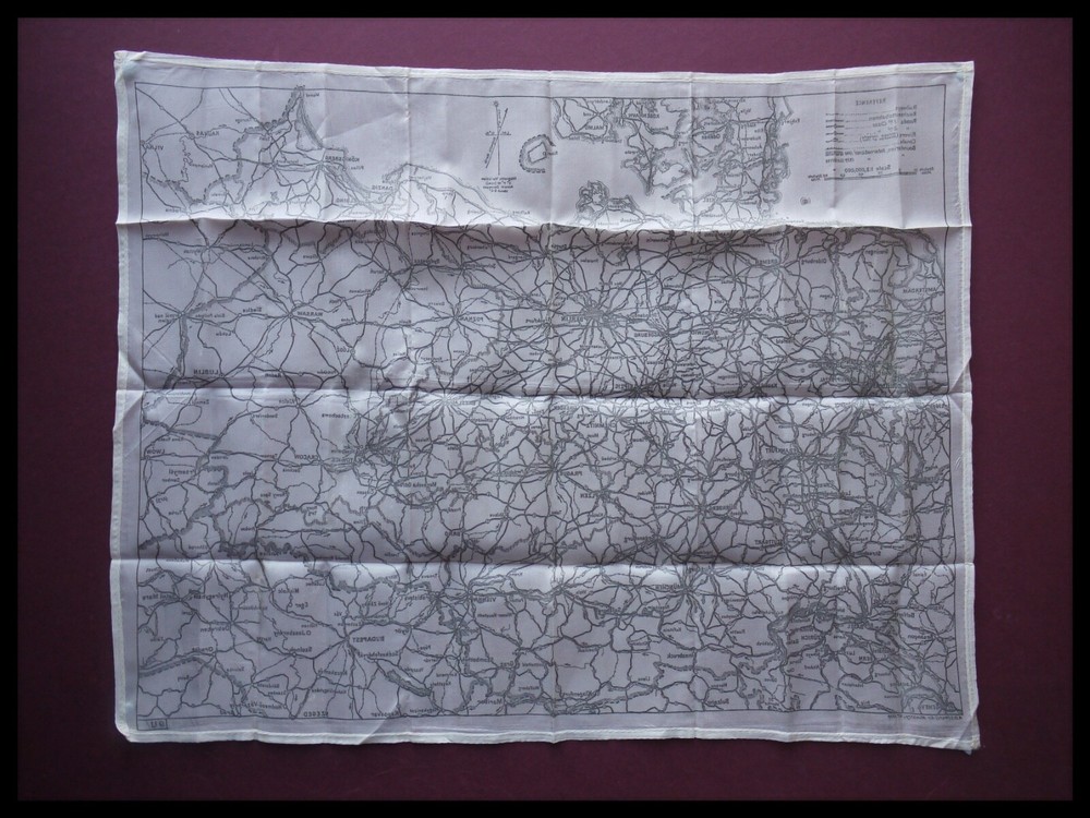 WWII Pilots RAF Silk Escape and Evasion Map Single Sided, Germany, SOE
