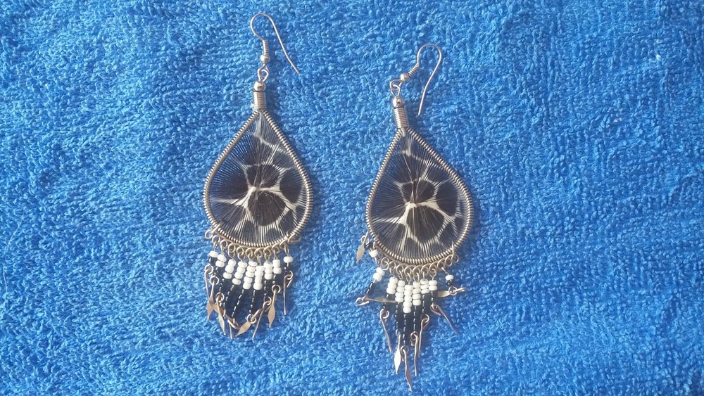 NEW AMAZON HANDMADE EARRINGS FROM PO RIO AMAZON RIVER BASIN  (GRAY)