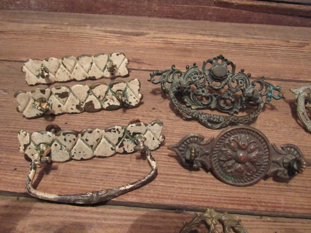 Vintage LOT Drawer Pull Handle Metal Hardware - Brass & Metal!