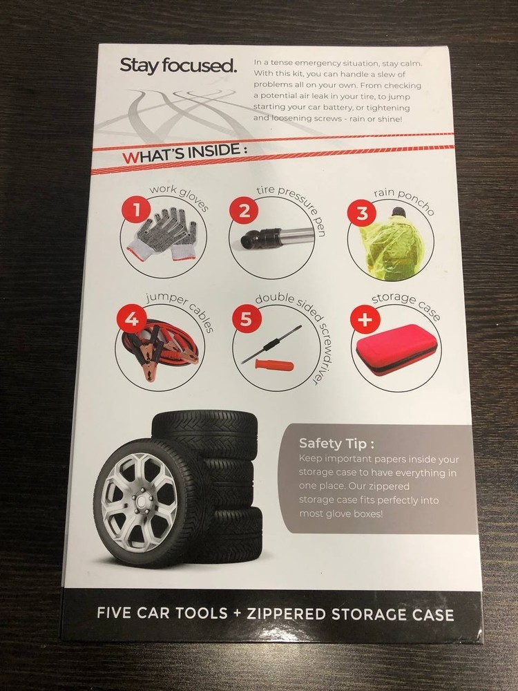 Vehicle Emergency Car Kit + Zippered Storage Case