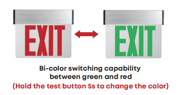 LED Exit Emergency Sign Light Red/Green Color Switchable- ABS Fire Resistance