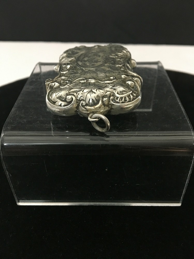 Vintage Match Safe Repousse Scroll Design in ALBO Silver