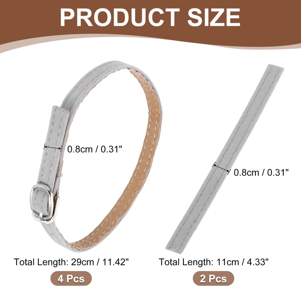 2 Pair Replacement Ankle Strap for Heels Shoe Bands, Suede Light Gray
