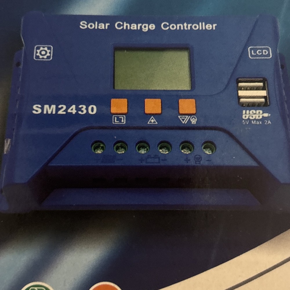 Solar Charge Controller 30A 12V/24V PWM Battery Charging LCD Display