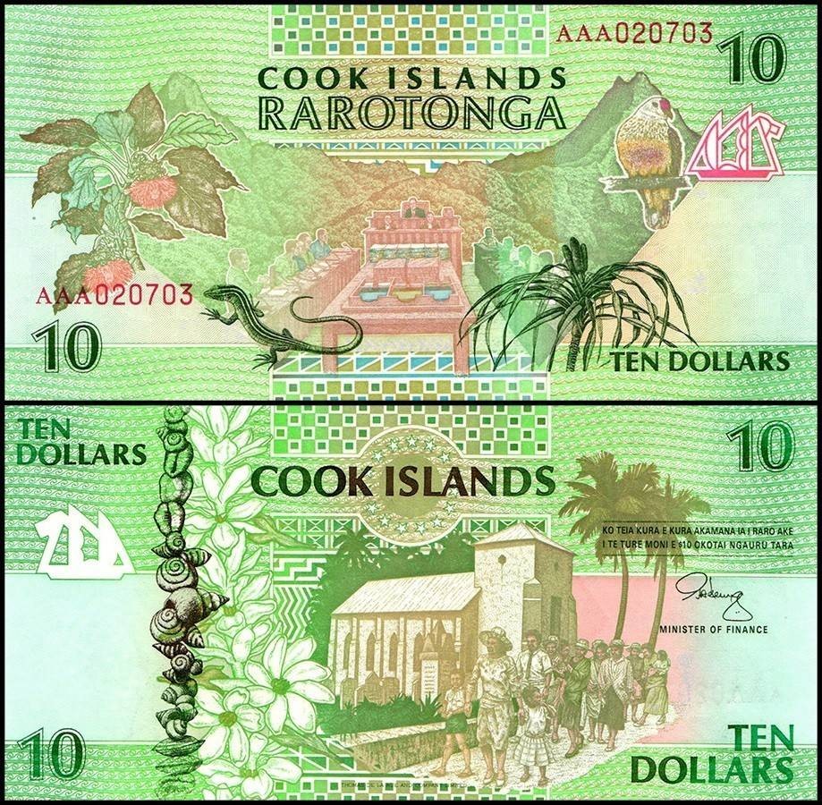 Cook Islands 10 Dollars, 1992 ND, P-8a, UNC