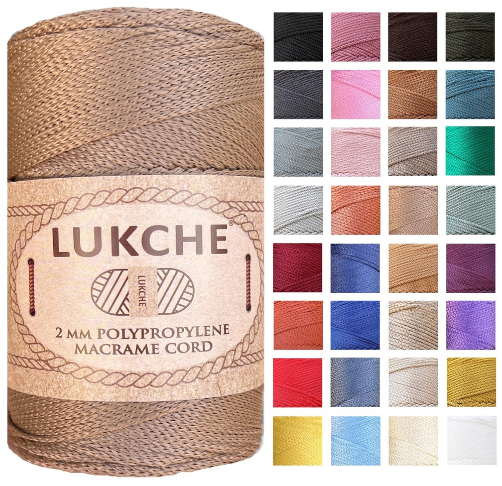 Polyester Macrame Cord 2mm x 251 Yards, 100 Polypropylene Premium Macrame Rop...