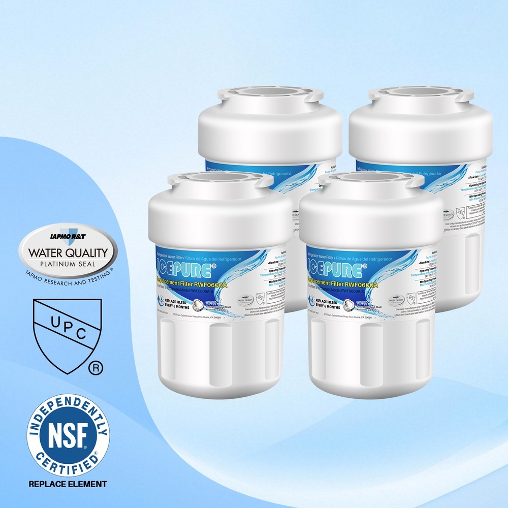 Fit For EcoAqua EFF-6013A GE SmartWater MWFP MWFA Water Filter 4 Pack Icepure