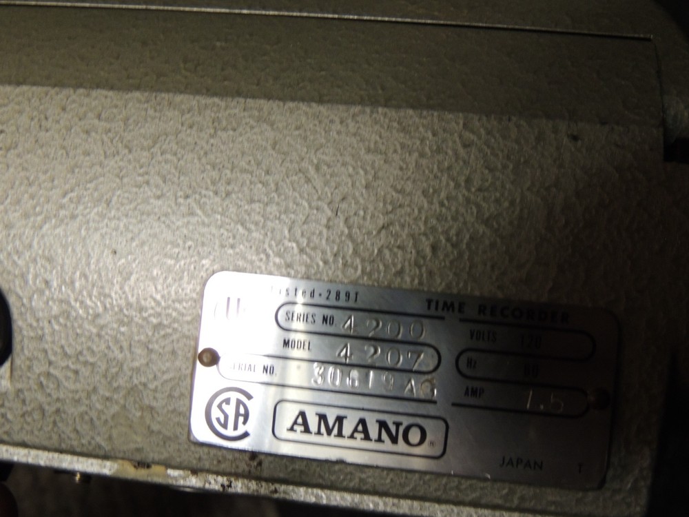 Vintage Amano Time Clock 4207