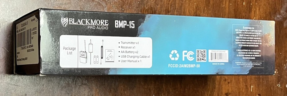 Blackmore Pro Audio BMP-15 Portable Dynamic Lapel Wireless UHF Microphone System