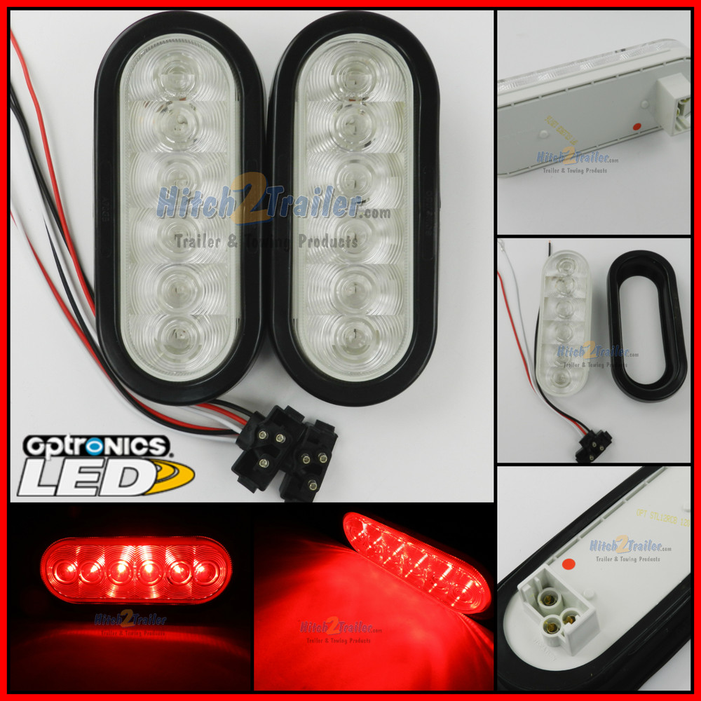 Submersible 6" Oval Clear lens /Red LED Stop/Turn/Tail Light trailer truck Fleet