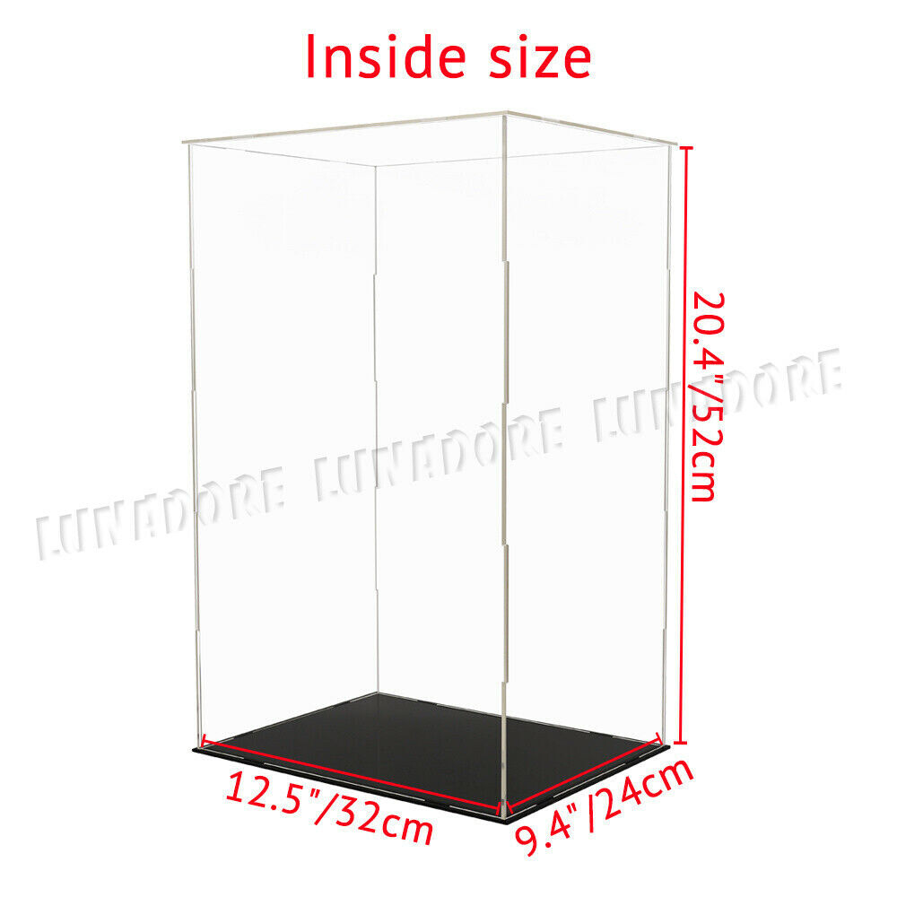 US 20.5" H Acrylic Plastic Display Box Perspex Showcase Dustproof Self-Install