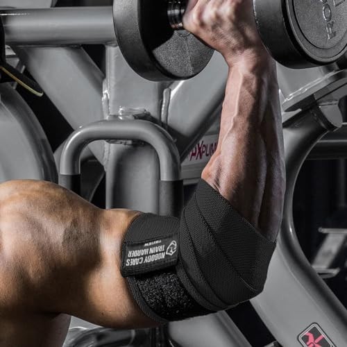 Elastic Elbow Wraps for Weightlifting & Powerlifting - Compression Support Strap