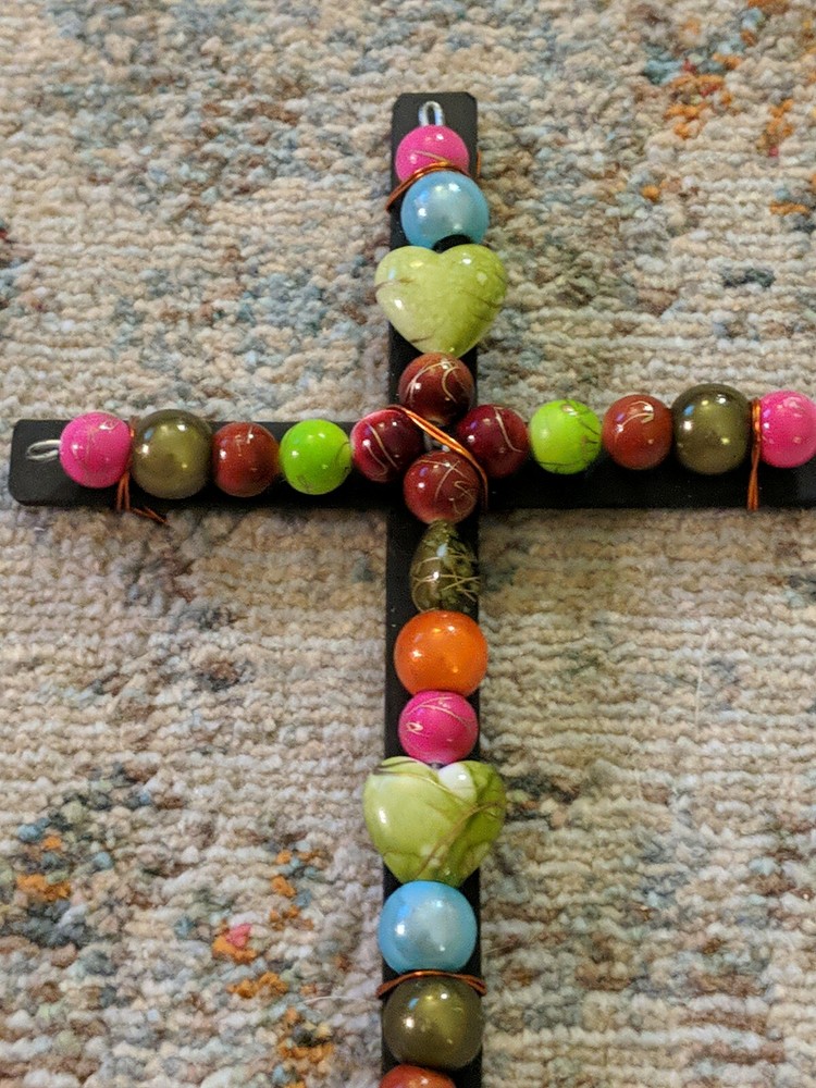 6.5" Tall Multicolor Beaded Wall Cross