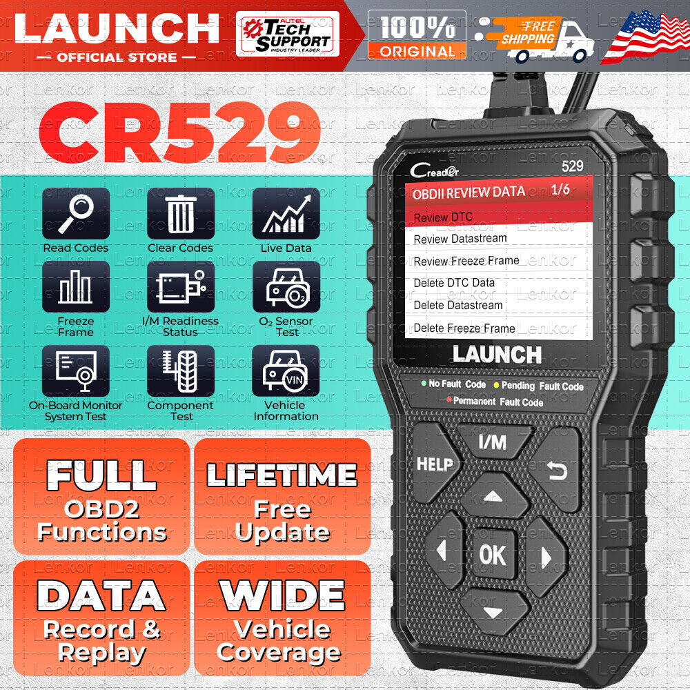 LAUNCH OBD2 Scanner CR529 OBDII Code Reader Car Check Engine Diagnostic Tool I/M
