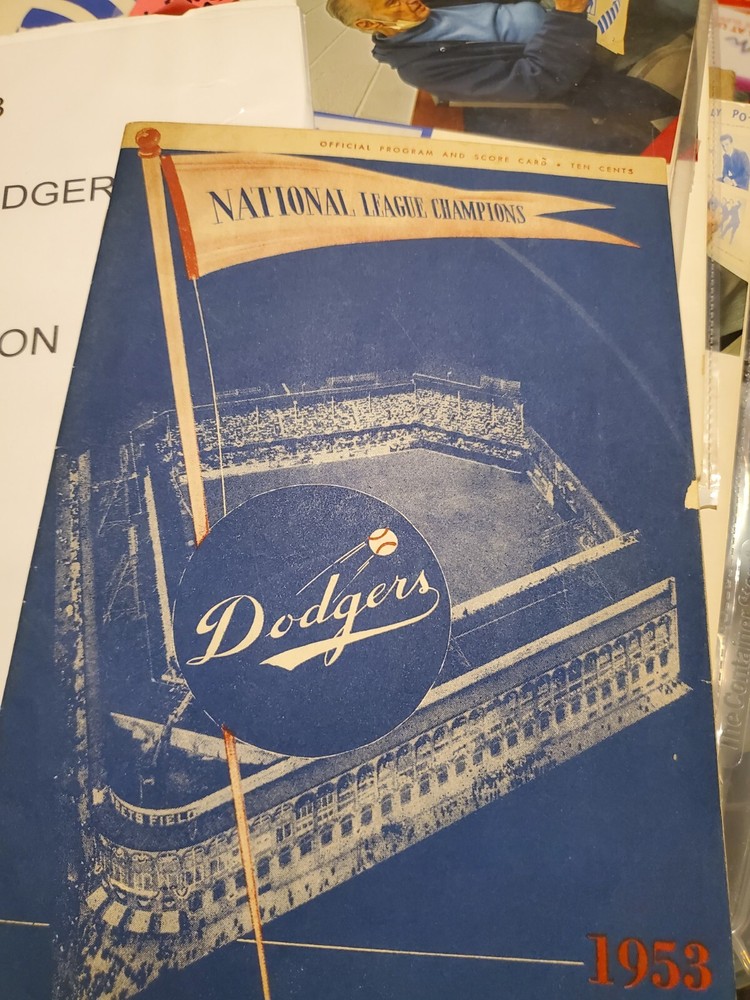 1953 Brooklyn Dodgers Program Jackie Robinson Base Hit Rare Vintage
