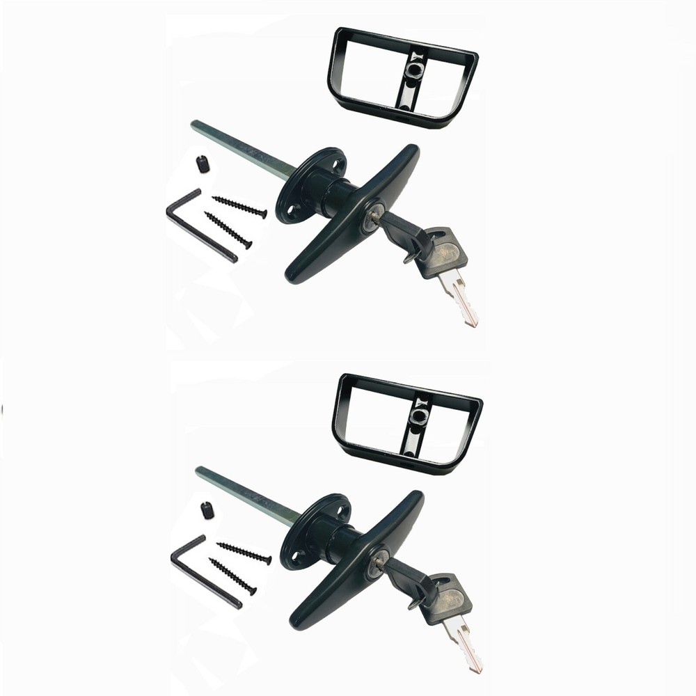2 SETS 6" BlackT Handle Door Lock Replacement shed gate WHOLE SET 1822