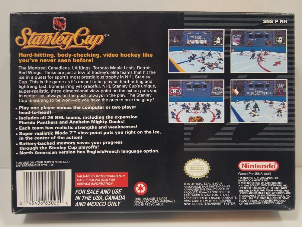 NHL Stanley Cup (Super Nintendo | SNES) Authentic BOX ONLY