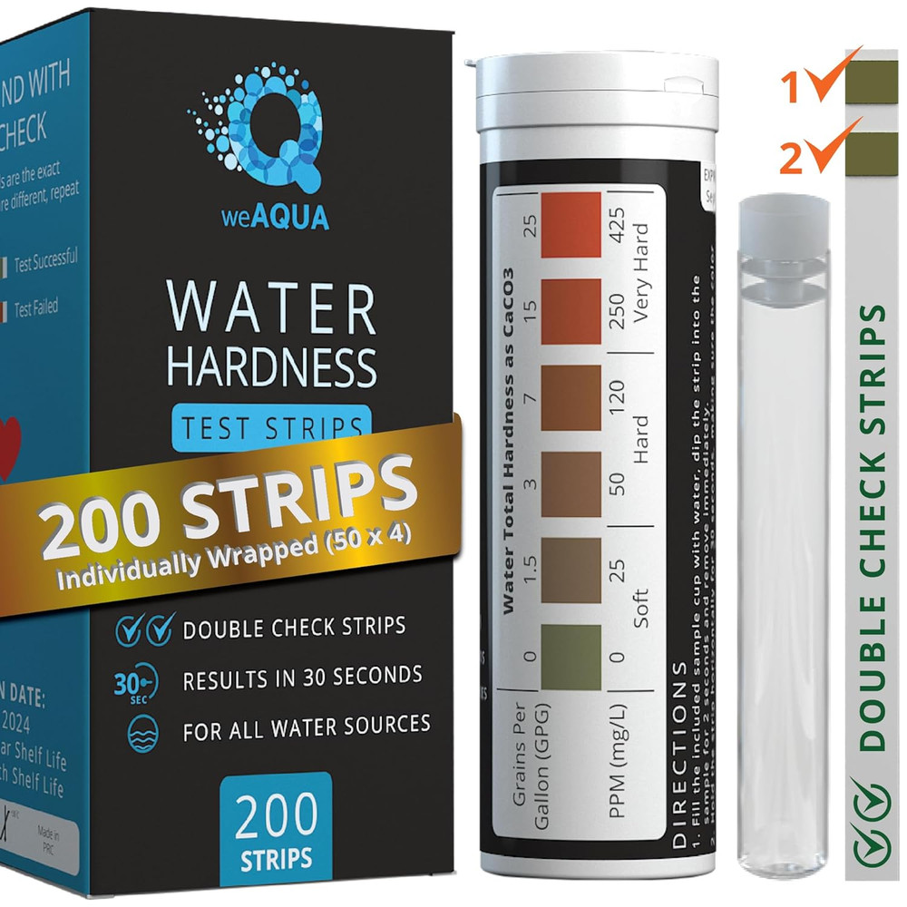 Doublecheck Water Hardness Test Kit 200 Strips with Sample Cup - Hard Water Test