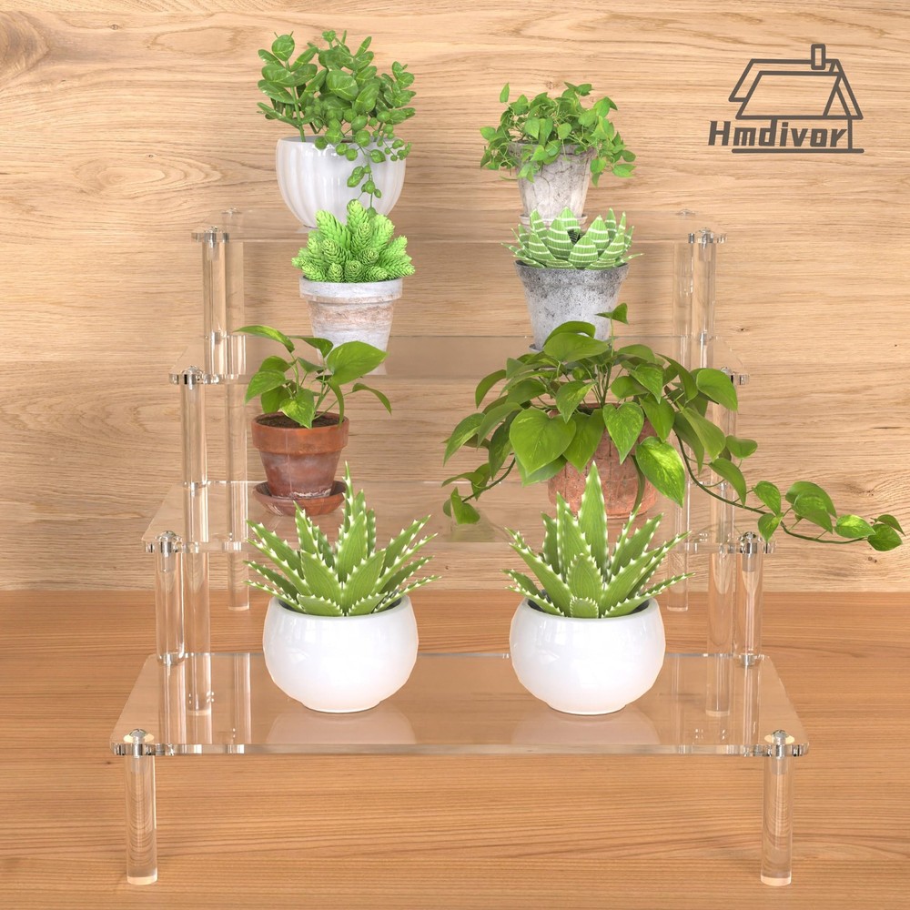 Hmdivor Acrylic Risers for Display 1 Pack 4 Tier Clear