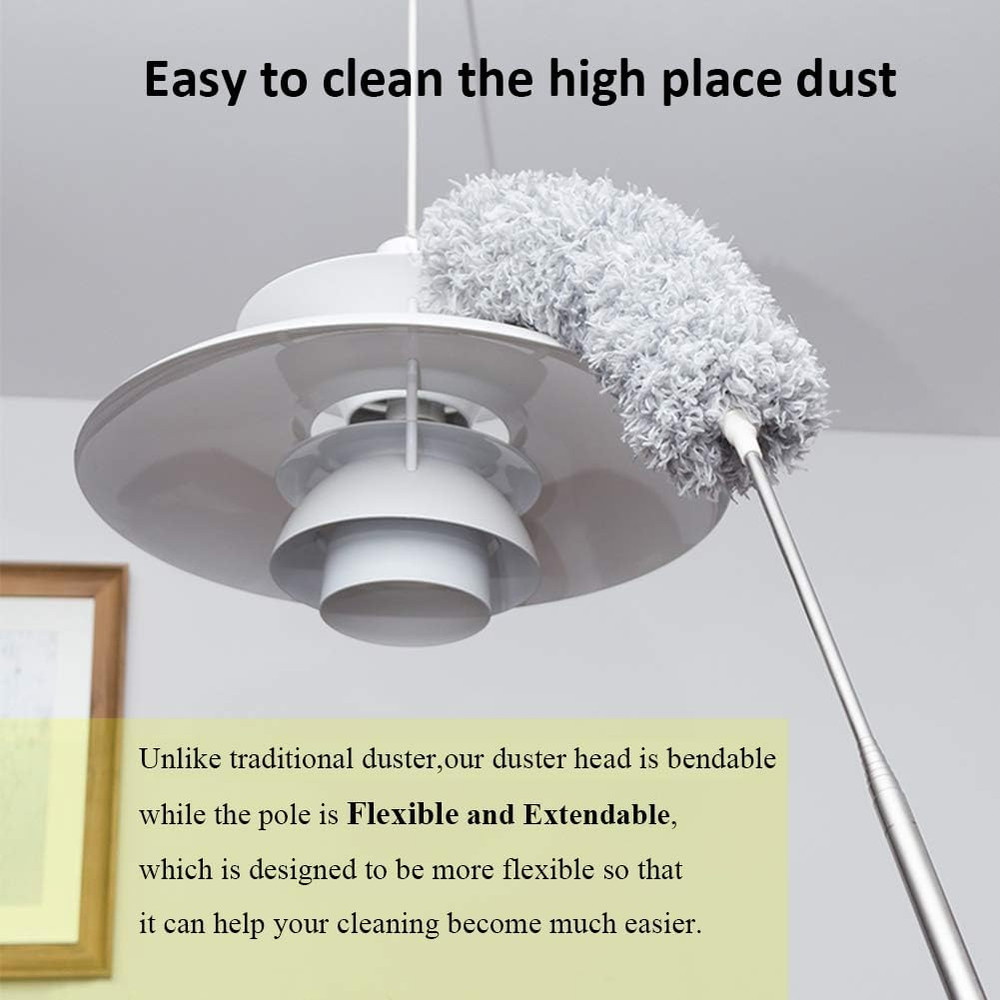 Extendable Microfiber Duster 30-100 Inches Bendable Head This title achieves