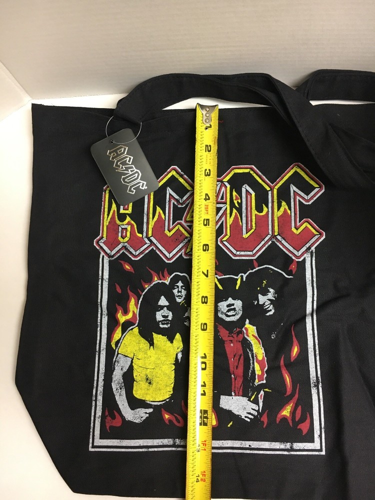 ACDC Flames Canvas Black Tote New