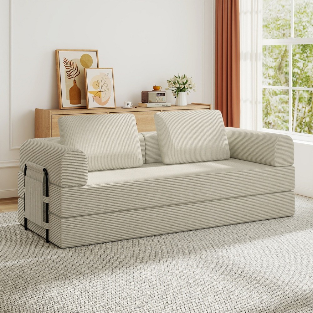 Modern Compression Sofa Folding Sleeper Sofa Bed Floor Couch w/ Sturdy Frame