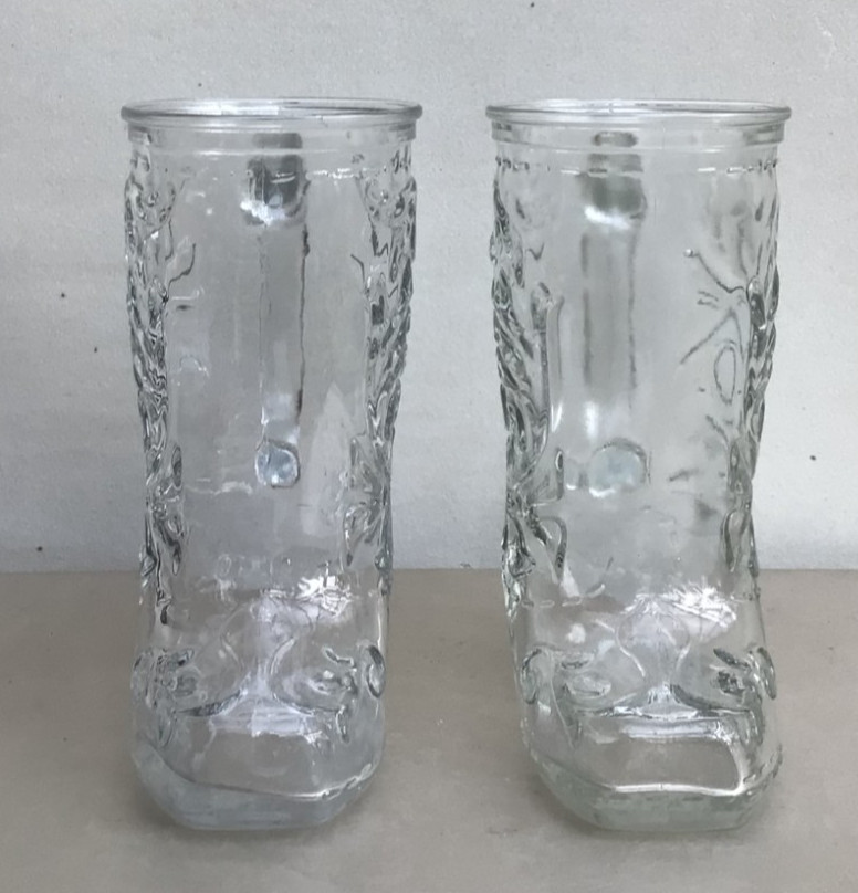 2 Vintage COWBOY BOOT CANDY CONTAINER MUGS 6” Tall