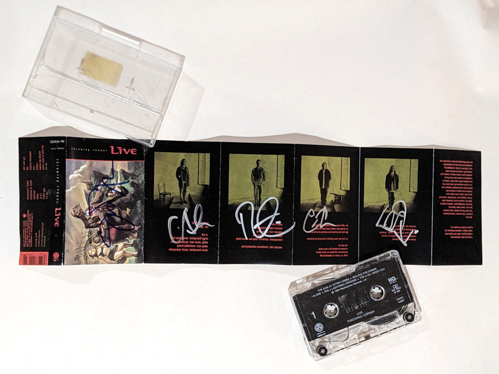 LIVE signed cassette THROWING COPPER Kowalczyk + 3 + JERRY HARRISON autograph