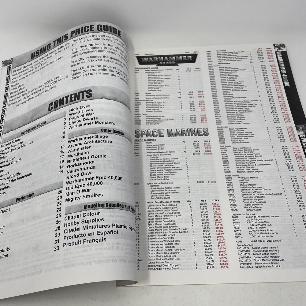 Games Workshop Complete 2000 Mail Order Price List Catalog Warhammer