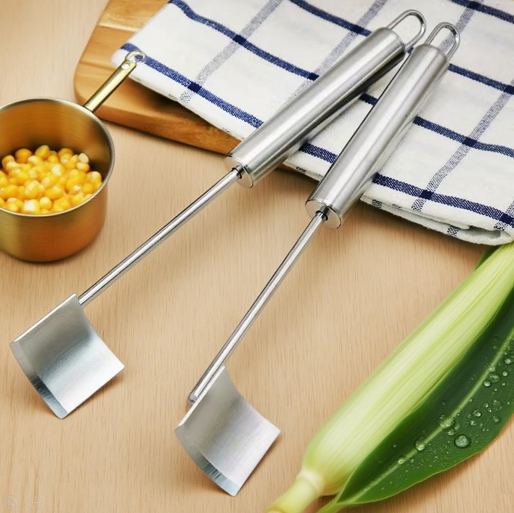 NEW Long Handle Stainless Steel Corn Stripping Tool StripChef Silver