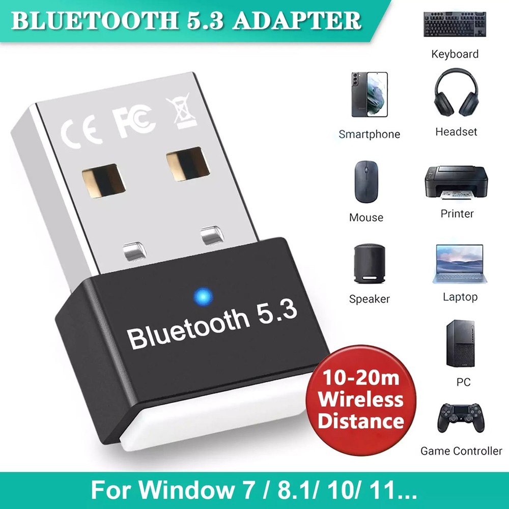 USB Bluetooth 5.3 Adapter Transmitter Receiver Dongle Wireless Adapter