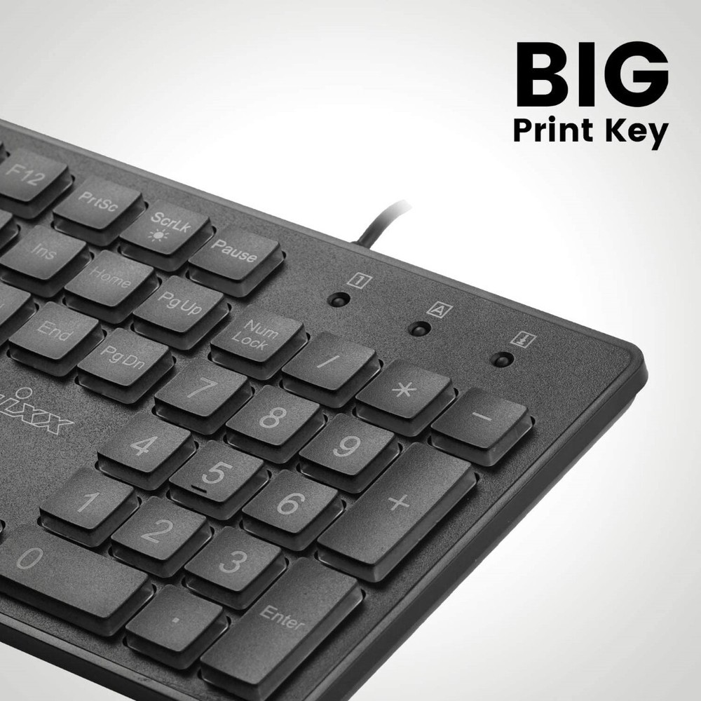 Large Print Computer Keyboard LED Lighted White Backlit Full Size Multimedia Key