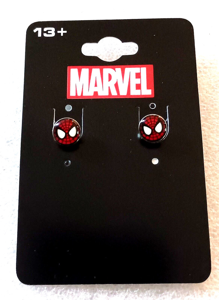 Marvel Comics Round Spider-Man Face Mask Post Stud Earrings New NOS MOC