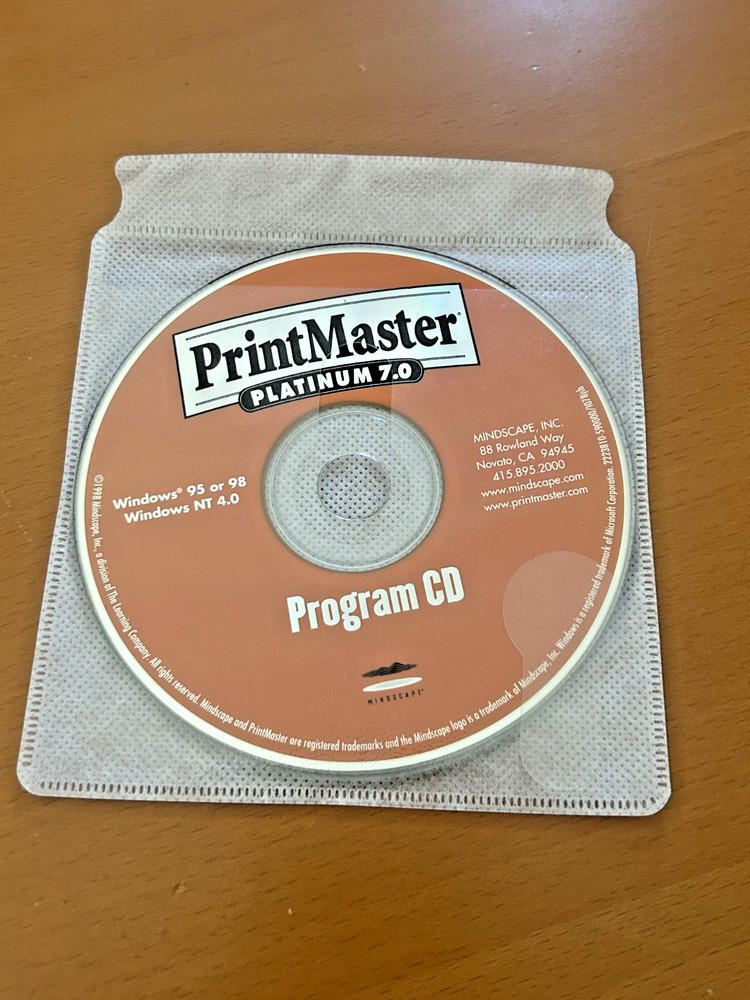 PrintMaster Platinum 7.0 Program CD + PrintMaster Platinum 7.0 Install CD