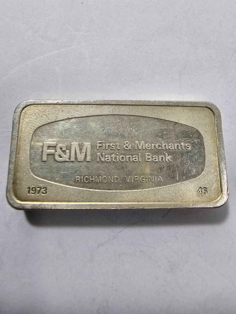 Franklin Mint 1973 1000 Grains Sterling Silver Ingot - 65.6  GRAMS TTL