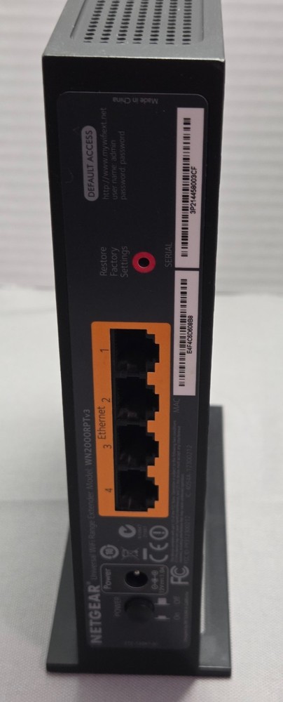 Netgear Range Extender WN2000RPTv3 Universal WiFi Range Extender 4 Port
