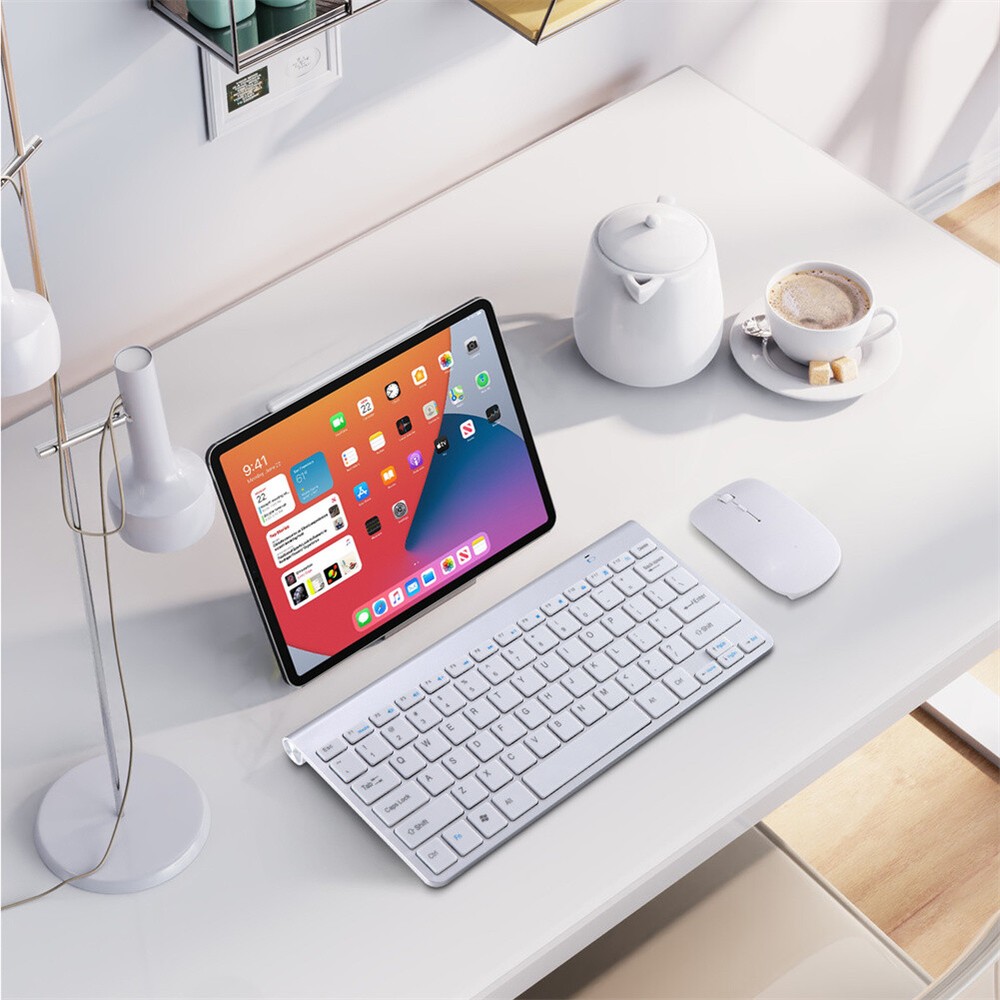Wireless Keyboard And Mouse Set Waterproof 2.4G For Mac Apple PC Computer White