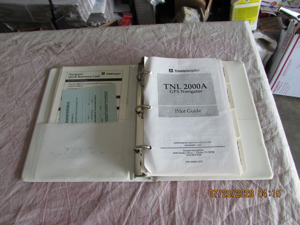 TNL 2000A GPS Navigator Pilot Guide Trimble Navigation Manual Book