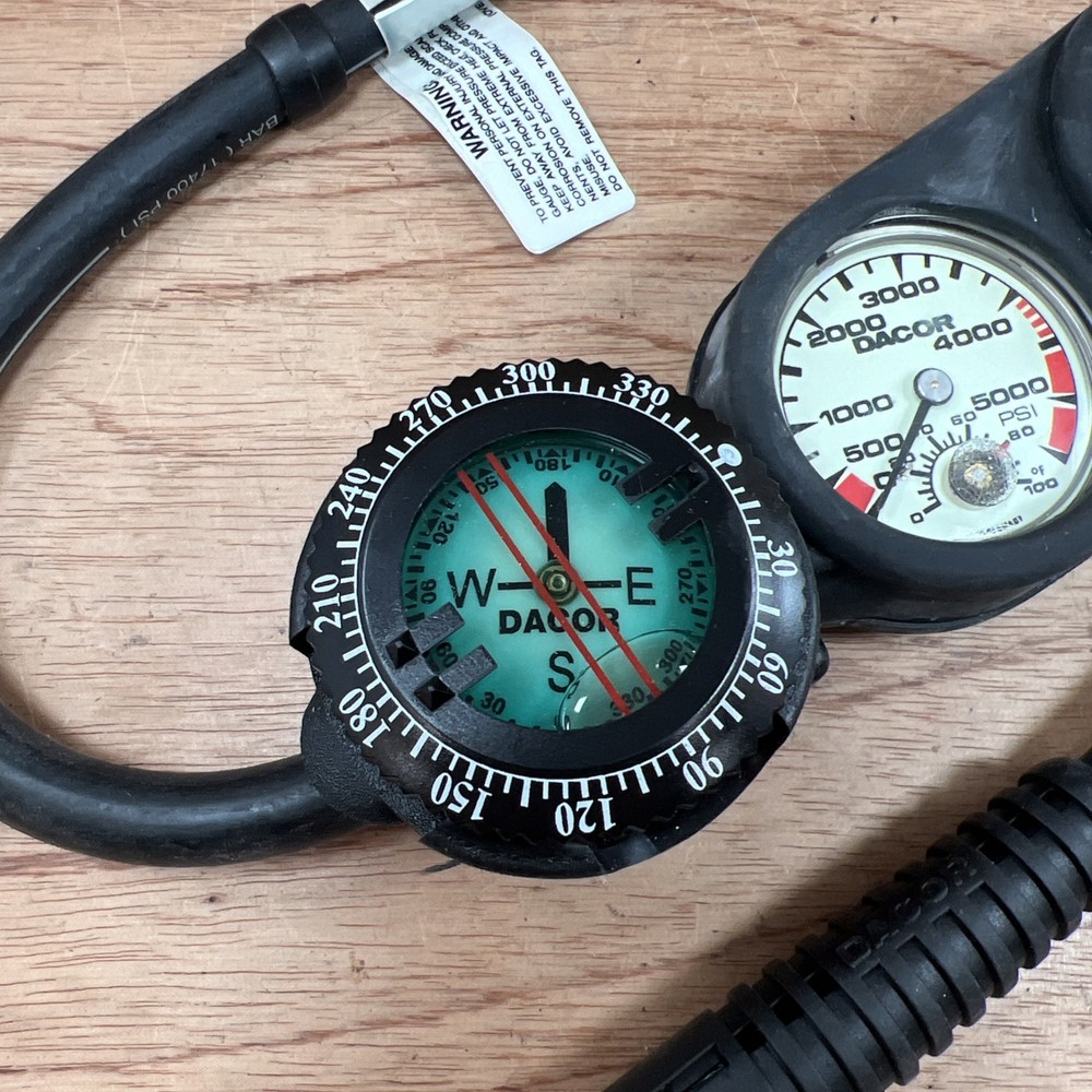 Dacor Console Gauge Analog - Depth 200 FT - 5000 PSI Compass