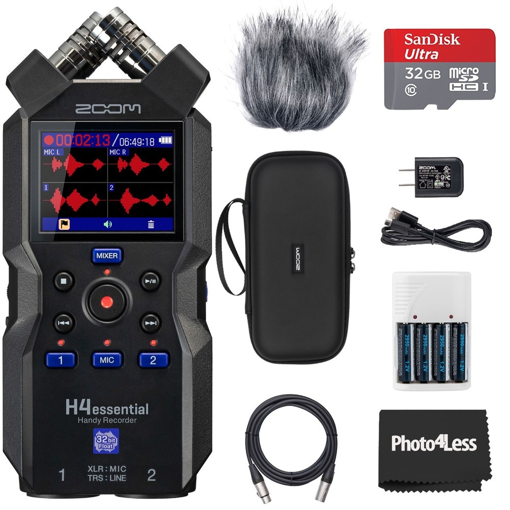 Zoom H4essential Recorder, Bundle with Zoom Accessory Pack, 32GB micro SD Card