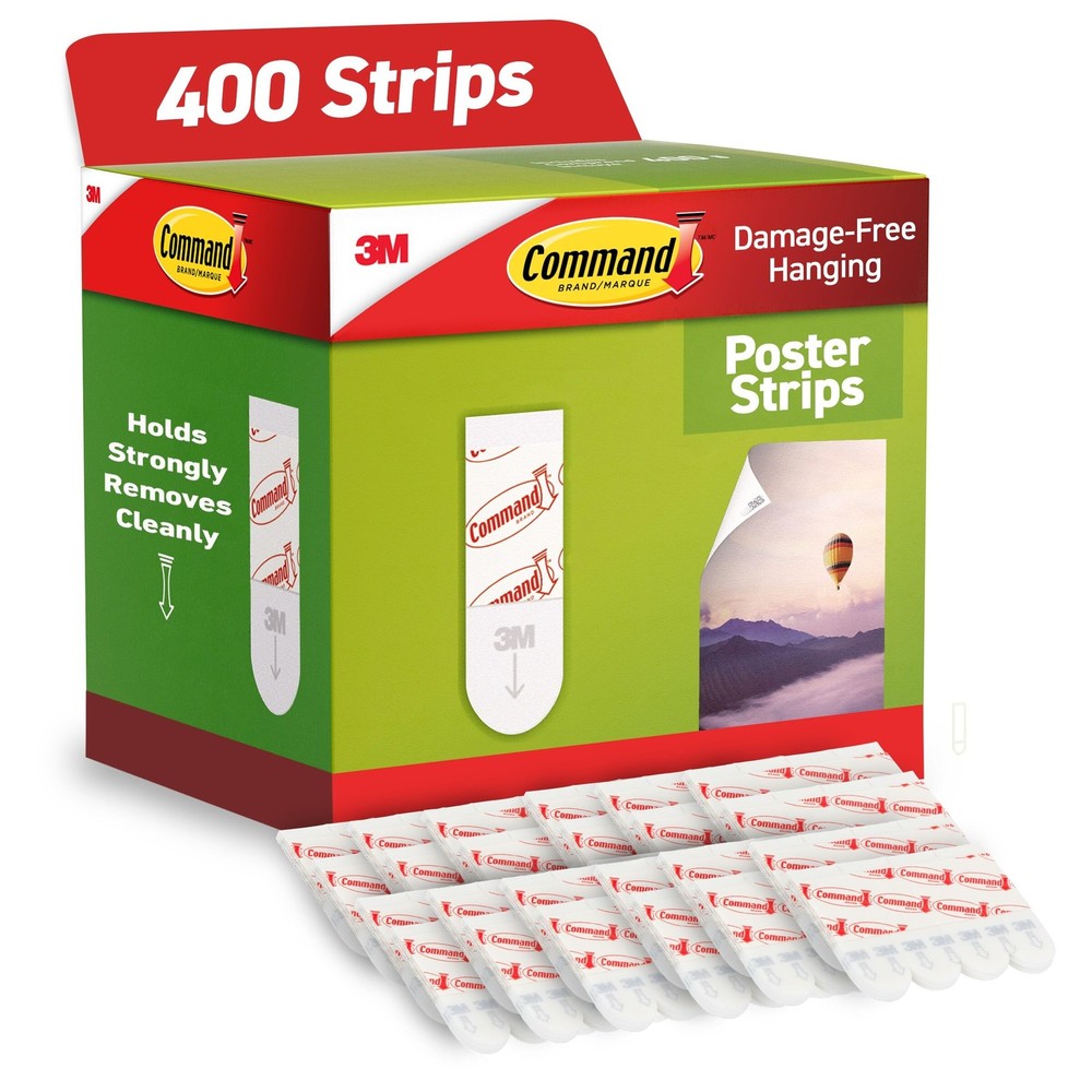 Damage-Free Poster Strips for Easy Wall Hanging | 400 Command Strips