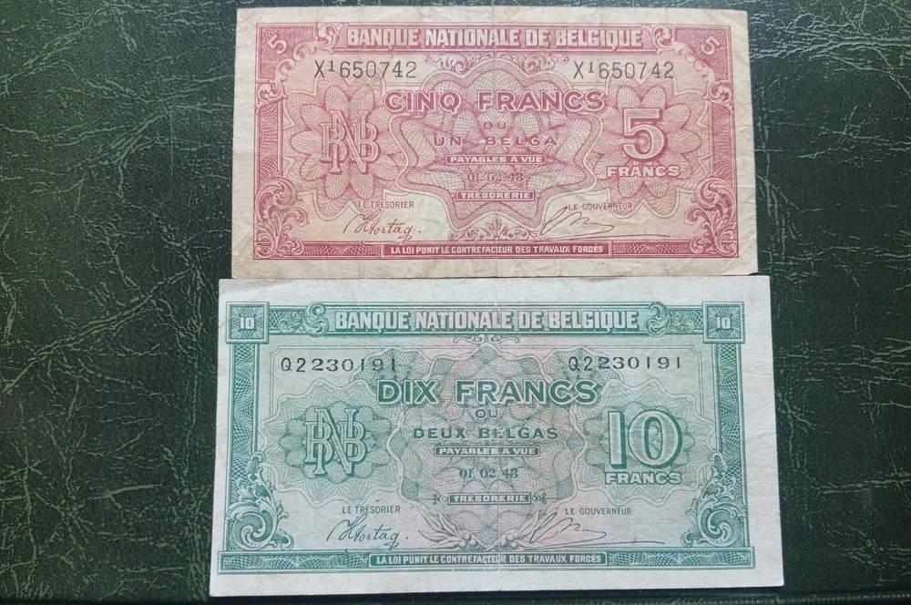 BELGIUM Banknotes, 5 10 Francs 1943