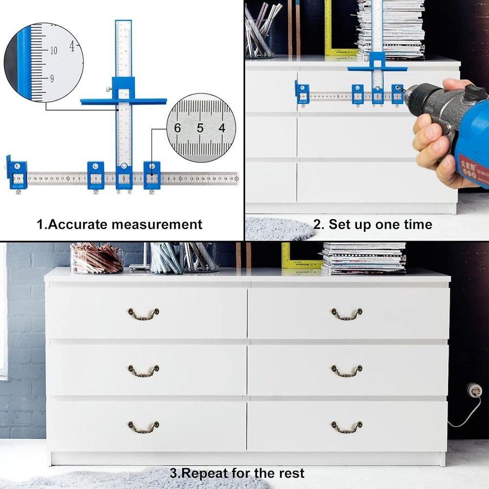 Cabinet Hardware Jig Drill Guide Template for Handles & Knobs on Doors & Drawers