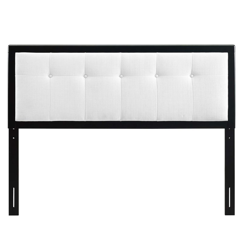 Modway Draper Fabric Tufted Full Headboard in Black and White