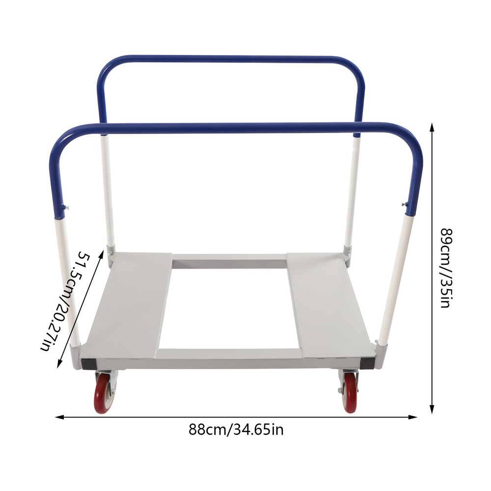 1500 lbs Professional Panel Cart Dolly Rectangular Low Noise with 5 inch Casters