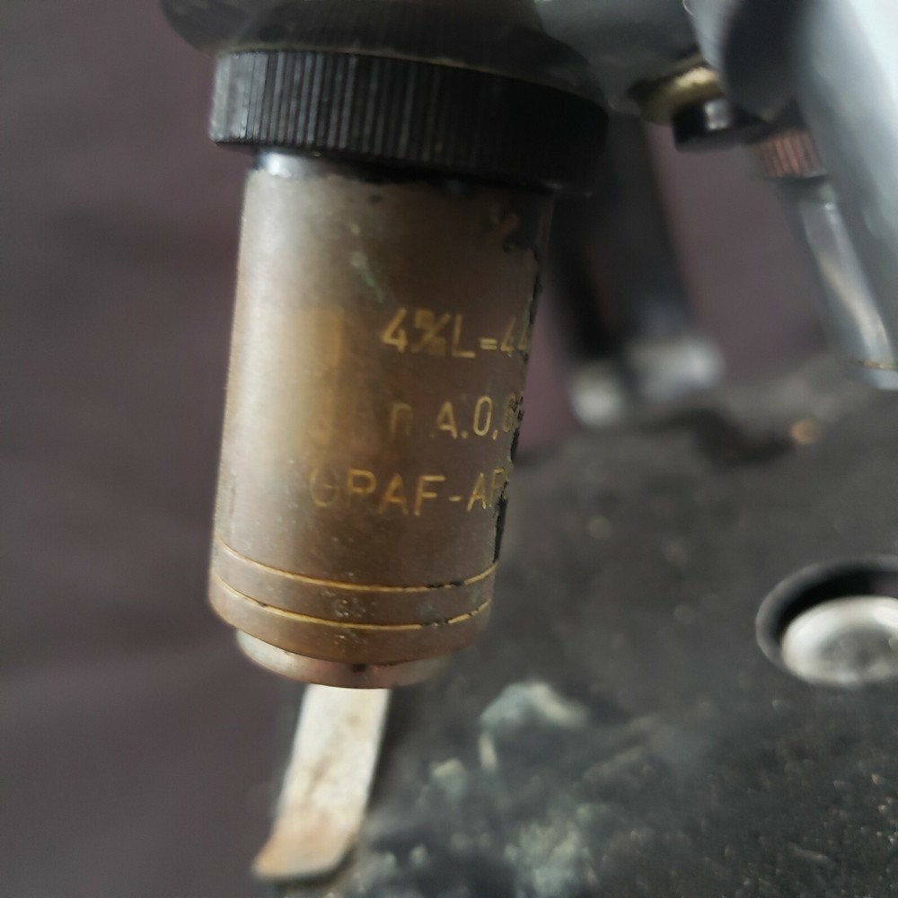 Vintage Original Graf Apsco Slide Microscope With Light